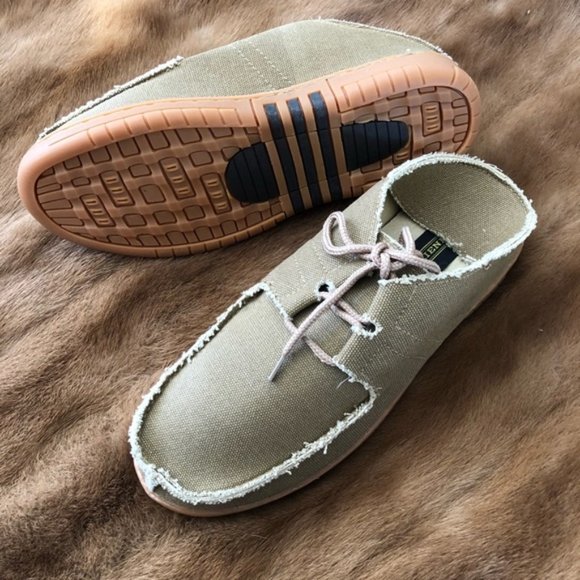 Khaki Slip On Slide Loafers Lace Up Shoes - Picture 1 of 5
